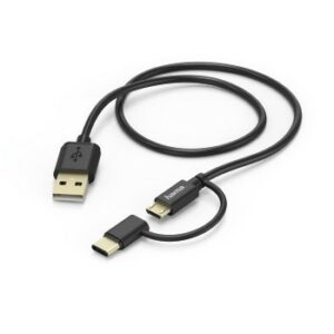 Hama 2in1-Micro-USB-Kabel mit USB-Type-C-Adapter 1 m, schwarz