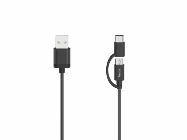 Hama USB-Kabel Micro-USB, Adapter auf USB-C 0,75 Meter