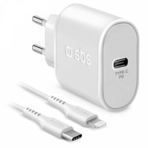 SBS Ladegerät USB-C zu Lightning weiß, 1m