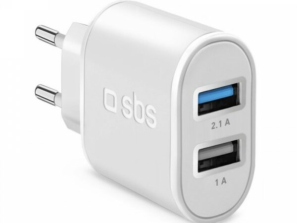 SBS Ladegerät mit zwei USB Eingängen weiß